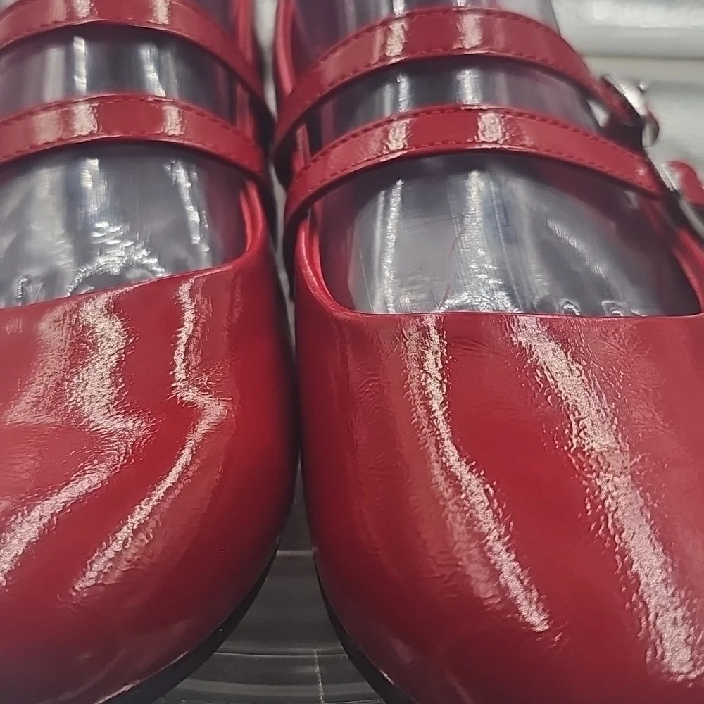 J No Boundaries Red Patent Mary Jane Flats Sz 9.5 Stylish And Comfortable - Picture 6 of 9
